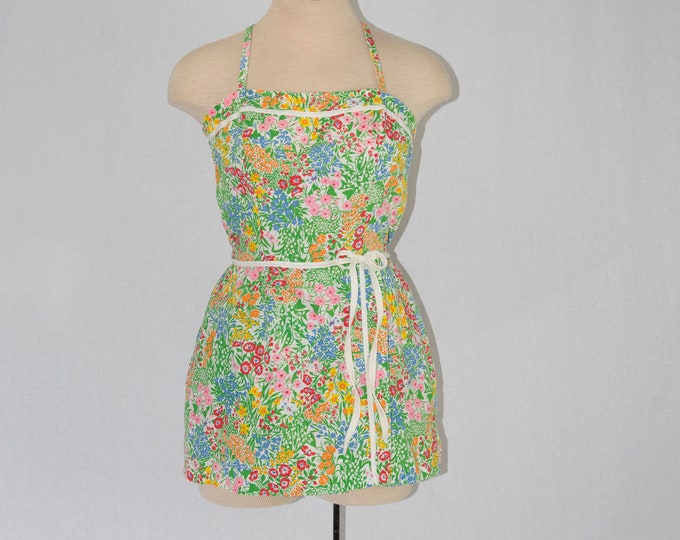 Vintage PINUP GIRL Swimsuit Halter Playsuit Romper Wildflower