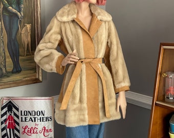 Vintage 1970s Lilli Ann London Coat Suede & Faux Fur Penny Lane S/M