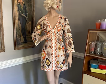 Vintage 1960s Emilio Pucci for Formfit Rogers Quilted Mini Dress Robe M