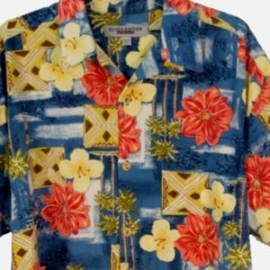 Vintage Y2K Hawaiian Shirt Quicksilver Surf Retro Blue & Orange Floral M