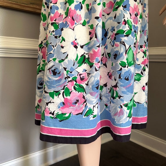 Vintage 80s Floral Print Dress Full Skirt Sundres… - image 6