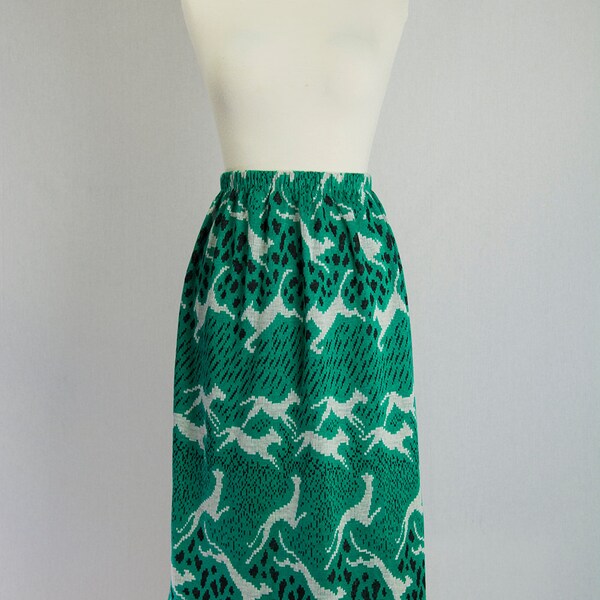 Vintage Novelty Print Animal Skirt Sweater Knit Large