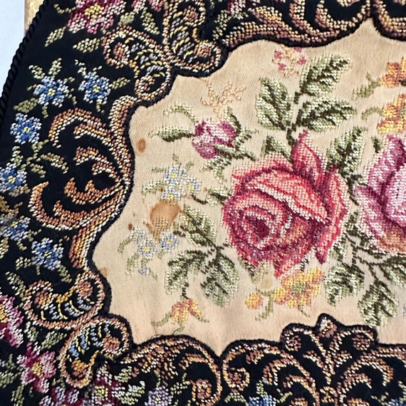Vintage 1950s Floral Needlepoint Purse Tapestry H… - image 5