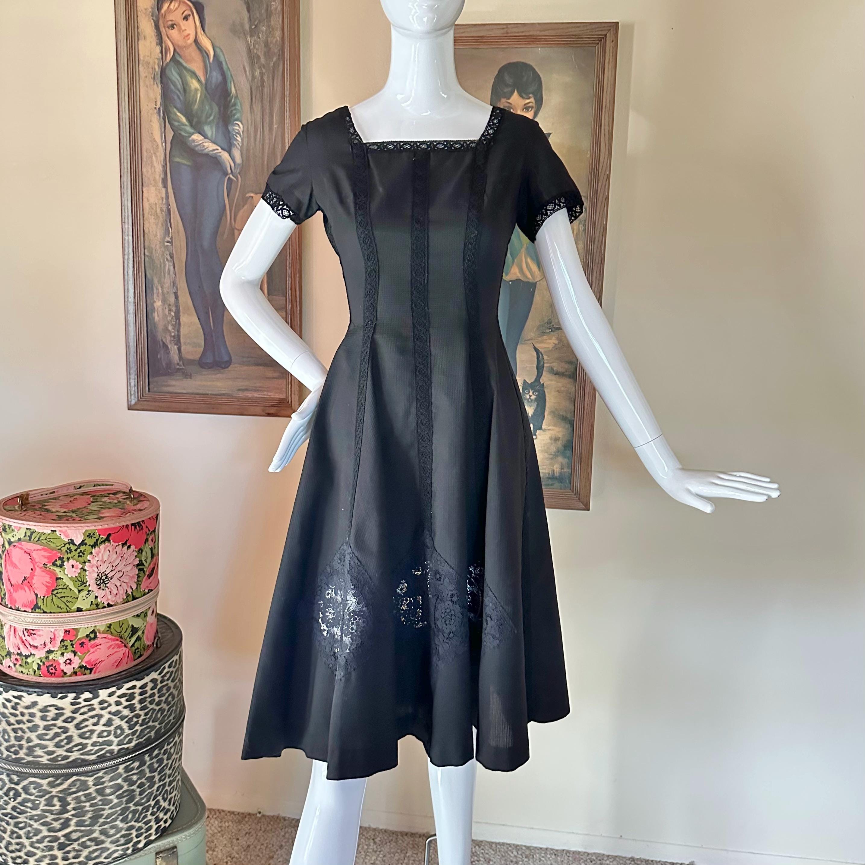 50s Black Lace Dress - Etsy