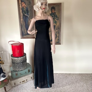 90s goth prom dress dark blue prom dress goth vintage 90s emo gown long