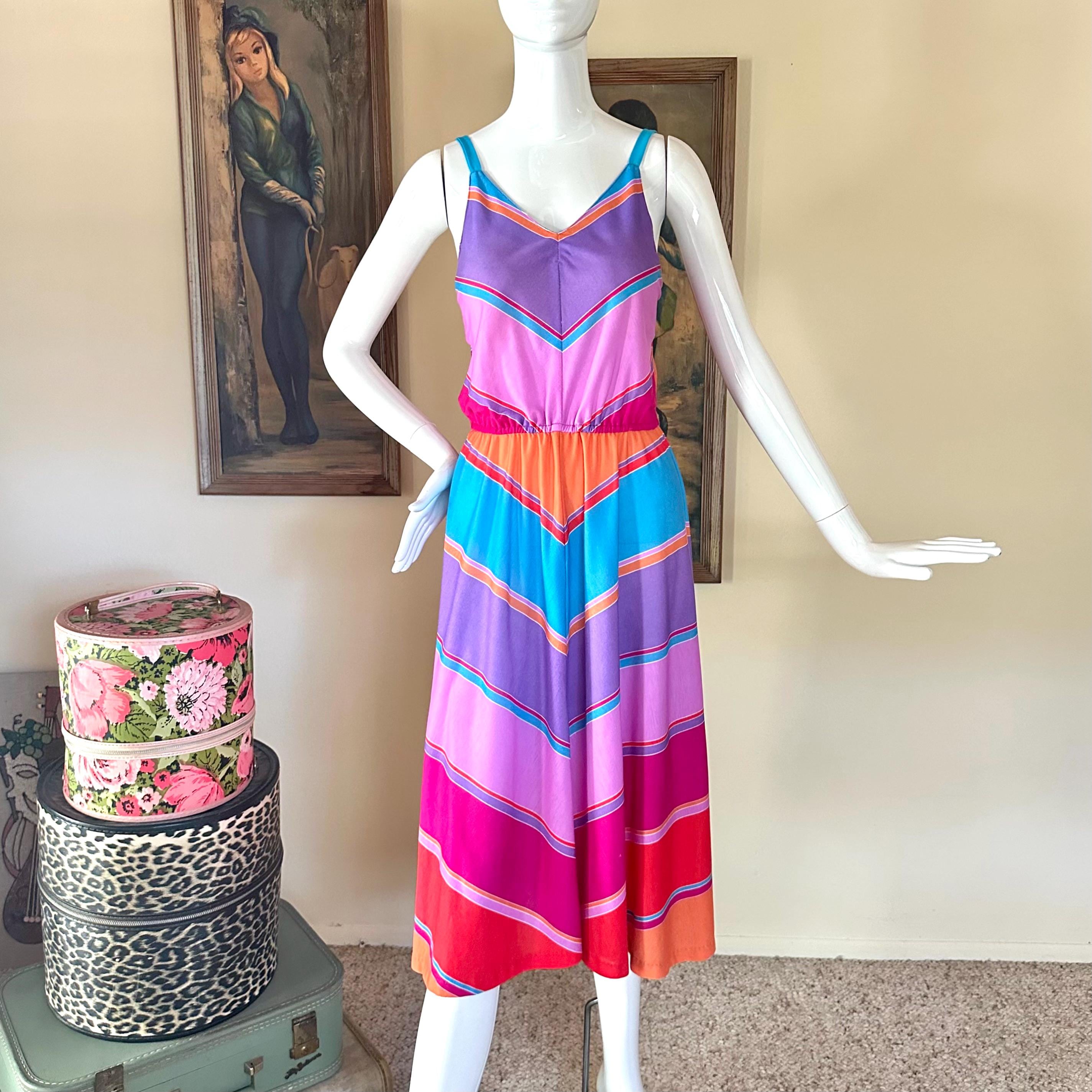Rainbow Flare Dress - Etsy