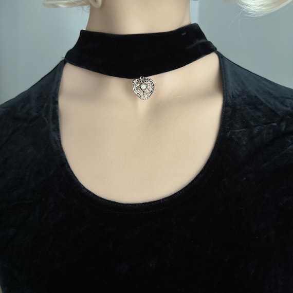 Vintage Black Velvet Choker Dress Bodycon 90s Gru… - image 5