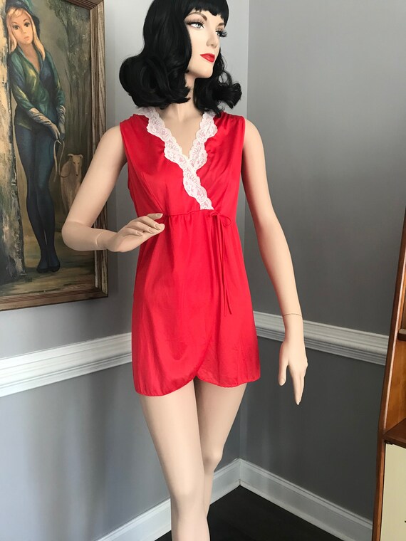 vintage 1970s red babydoll Gem
