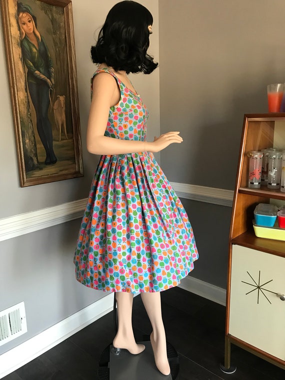 Vintage 1950s Dress Novelty Fruit Print Full Skir… - image 5