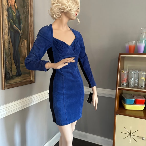 Blue suede dress discount