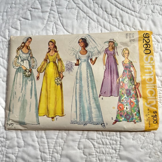 Vintage 70s Wedding Dress & Bridesmaids Maxi Juliet Cap Sewing Pattern Size 12 Bust 34 Simplicity - Etsy Vintage 70s Wedding Dress & Bridesmaids Maxi Juliet Cap Sewing Pattern Size 12 Bust 34 Simplicity - Etsy