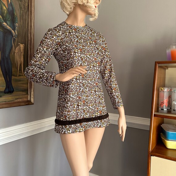 Vintage 1970s Micro Mini Dress Tunic Top Long Sle… - image 5