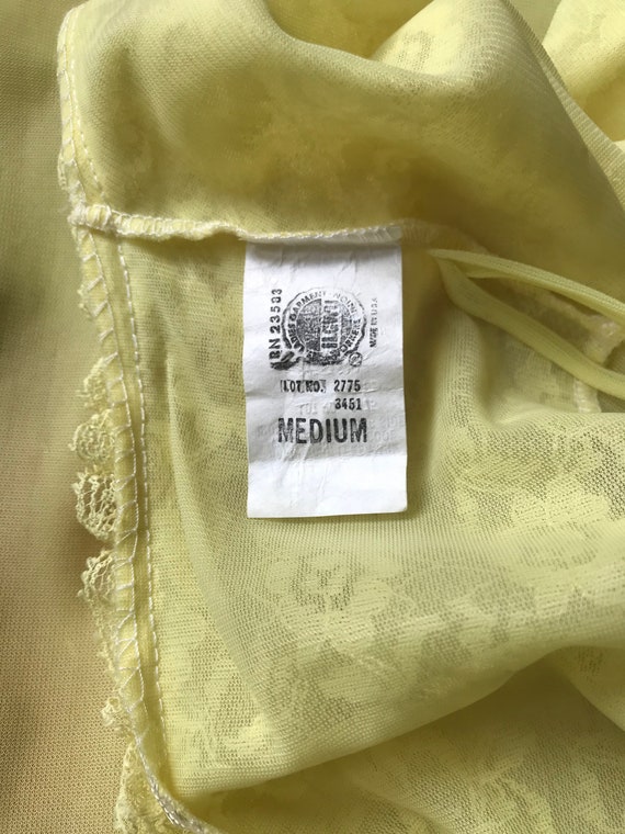 Blouse Vintage Jaune Babydoll - Nuisette Rétro Transparente Avec Nœud, Taille 2, Occasion Très Bon état