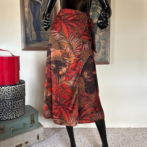 Vintage 1970s Leopard & Tiger Safari Print Wrap Skirt Awesome Novelty Print! S/M/L