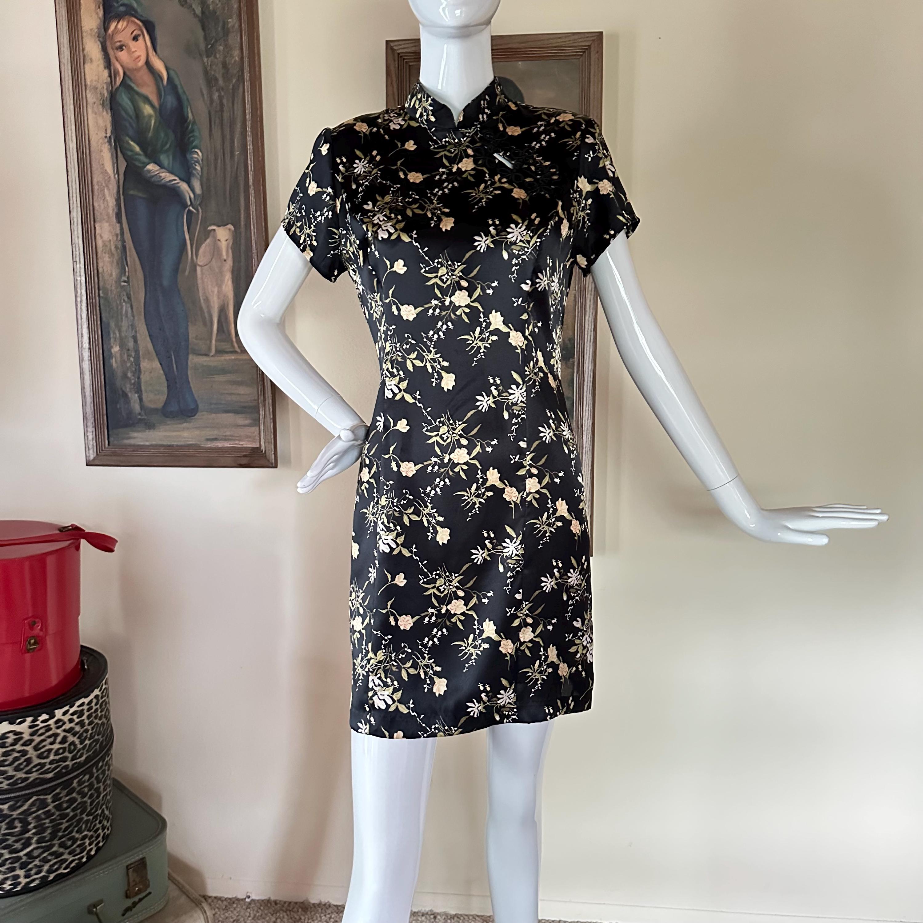 Mandarin Collar Black Dress, Medium - Etsy