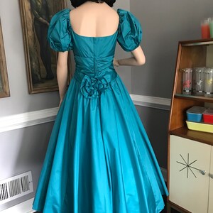 Vintage 80s Teal Taffeta Princess Prom Dress Giant Puff - Etsy