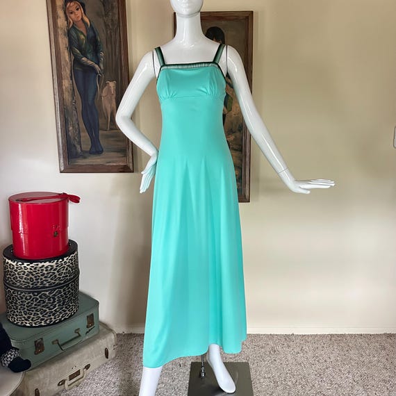 aqua empire waist dress Glitter Mermaid Prom Dress with Overskirt main image 0