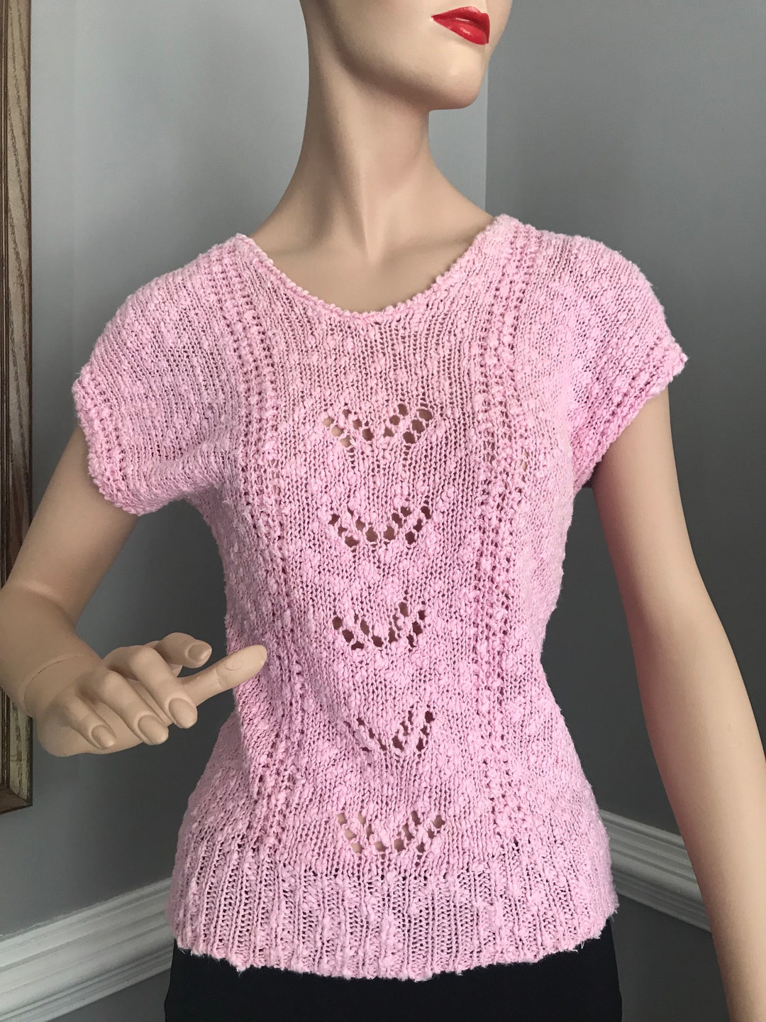 Vintage 1980s Pretty in Pink Slub Sweater New Wave Valley Girl M Etsy