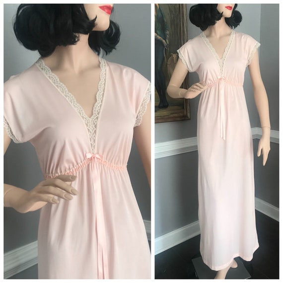 Vintage 1980s Avon Peach Nightgown Empire Waist S/