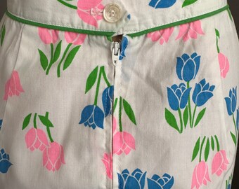 Vintage 70s 80s Pastel Tulip A-line Skirt Cutecore Kawaii XS