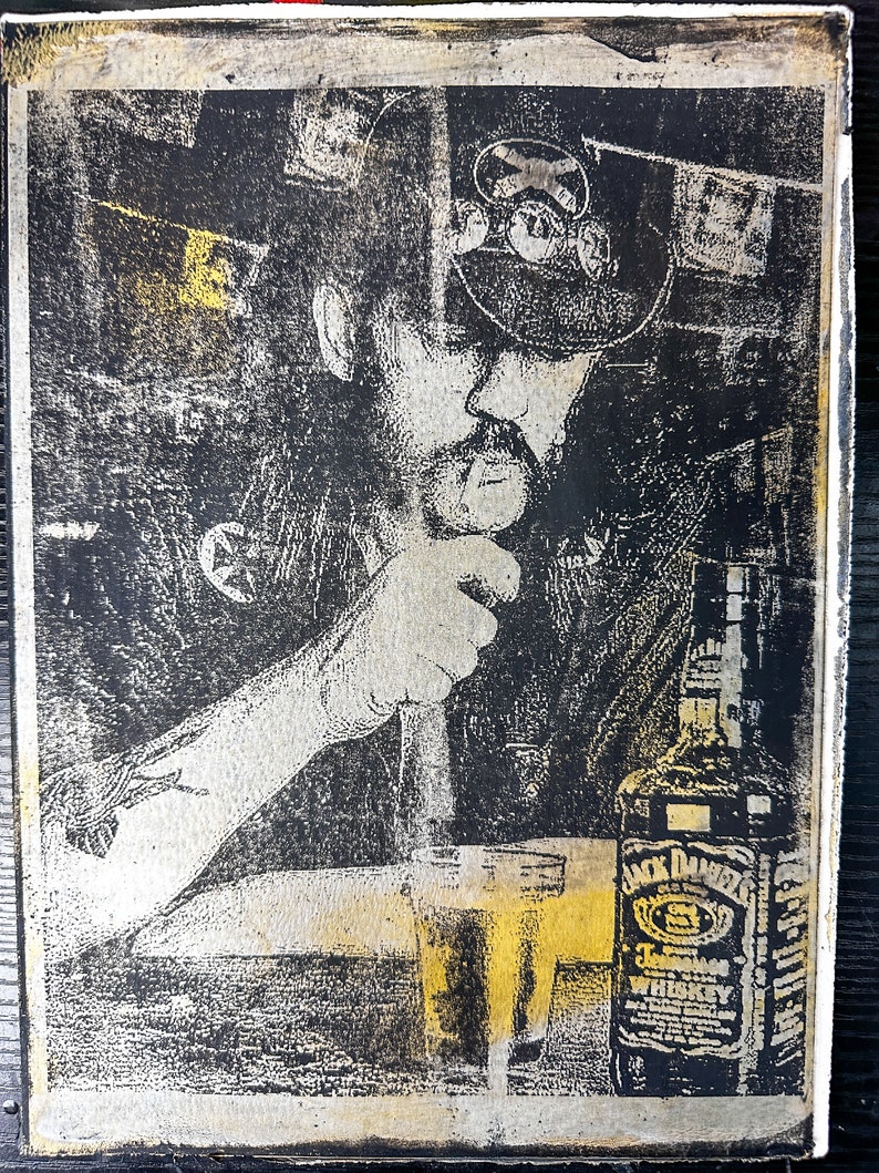 Handmade Acrylic Gel Print A4 Lemmy MOTORHEAD Jack Daniels Original Art ...
