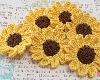 Crochet Sunflower Appliques