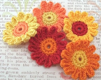 Crocheted Fall Flowers - 12 Petals