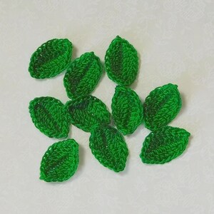 Crochet Leaves Myrtle Green Leaf Appliques Set of 12 image 7
