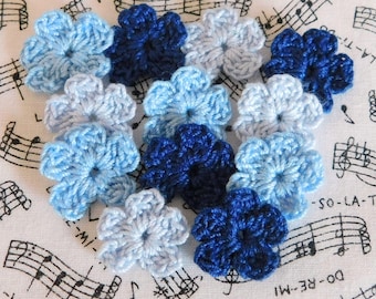 Crochet Blue Flower Appliques