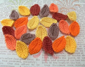 Crochet Fall Leaves, Set of 24