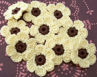 Crochet Maize and Fudge Brown Flowers