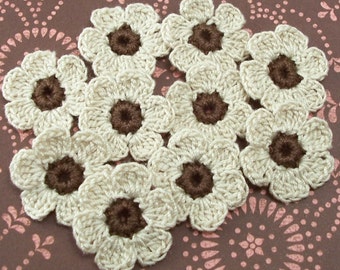 Crochet Natural Flowers - Brown Centers