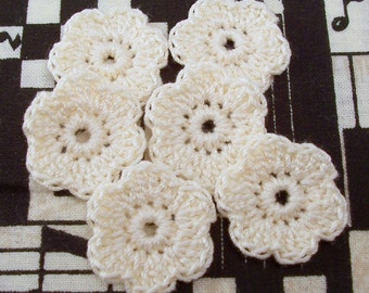 Crochet Cream Flower Appliques