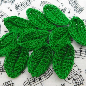 Crochet Leaves Myrtle Green Leaf Appliques Set of 12 image 1