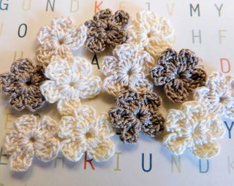 Crochet Taupe, Natural and Cream Flowers
