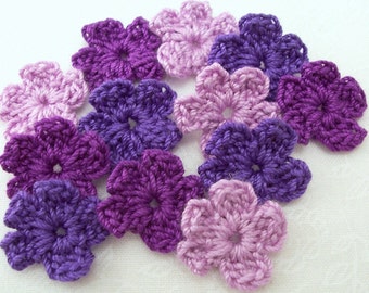 Crochet Purple Flower Appliques