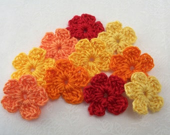 Crochet Fall Flower Appliques - Small Forget Me Nots