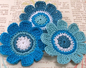 Crochet Blue Flower Appliques