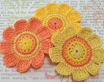 Crochet Flower Appliques| Orange and Yellow