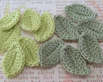 Crochet Leaves| Frosty Green|Wasabi - Set of 12