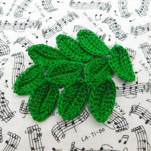 Crochet Leaves Myrtle Green Leaf Appliques Set of 12 image 2