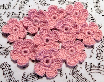 Crochet Mauve Flowers - Large Forget Me Not - Set of 10