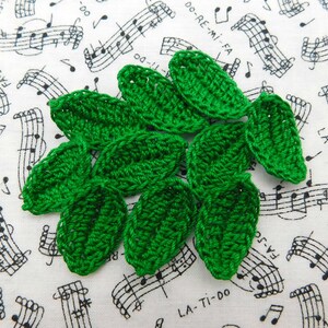 Crochet Leaves Myrtle Green Leaf Appliques Set of 12 image 6