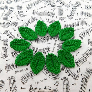 Crochet Leaves Myrtle Green Leaf Appliques Set of 12 image 4