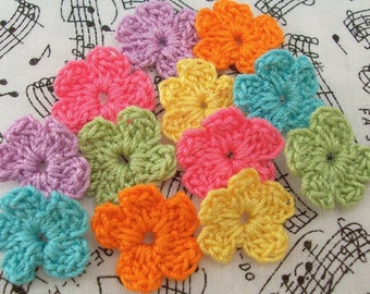 Crochet Flower Appliques - Funky Colors