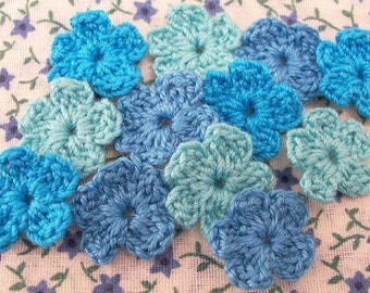 Crochet Aqua, Turquoise Flower Appliques