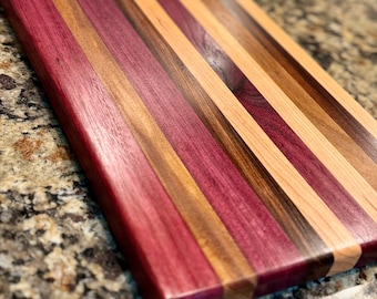 Custom Handmade Edge Grain Exotic Hardwood Charcuterie/Cutting Board