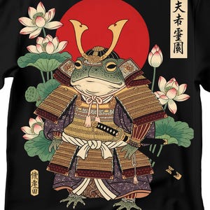 Frog samurai shirt in classic Japanese art style, frog samurai shirt, samurai shirt, Japanese frog shirt, Japan shirt