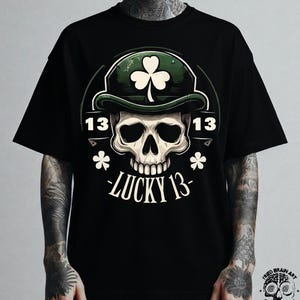 Lucky 13 Skull T-Shirt: Casino Clover Tee
