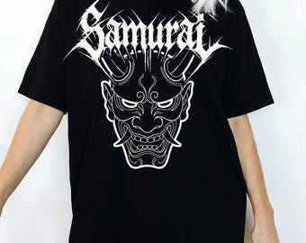 Samurai Mask T-Shirt: Japanese Warrior Graphic Tee